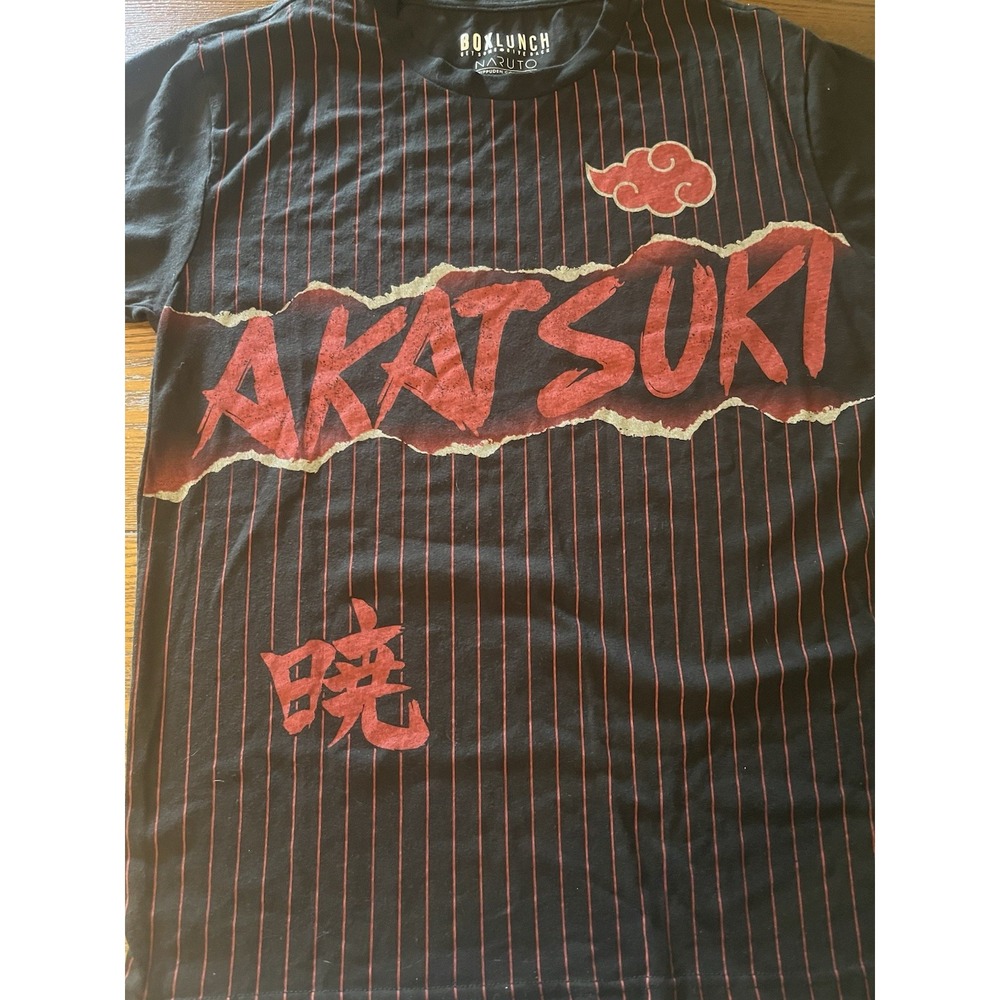 Akatsuki Naruto Shippuden Stripped T Shirt Black Red Size Medium